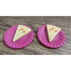 MATTEL PIZZA PLATE BARBIE ACCESSORY FOOD MINIS Set Of 2 DOLLHOUSE PRETEND Z16